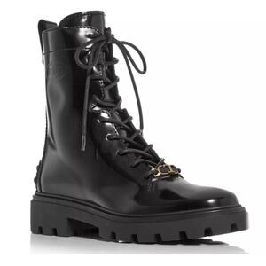 Tods Black Leather Lace-Up Combat Biker Boots NEW in box Size 36 US 6 MSRP $1095
